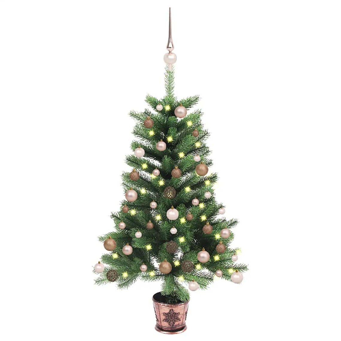 vidaXL Árvore Natal artificial pré-iluminada c/ bolas 90 cm verde 1