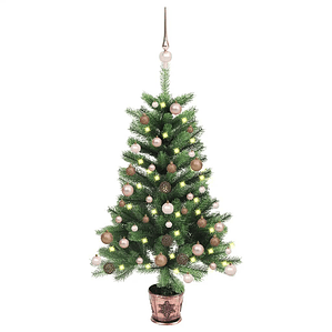 vidaXL Árvore Natal artificial pré-iluminada c/ bolas 90 cm verde