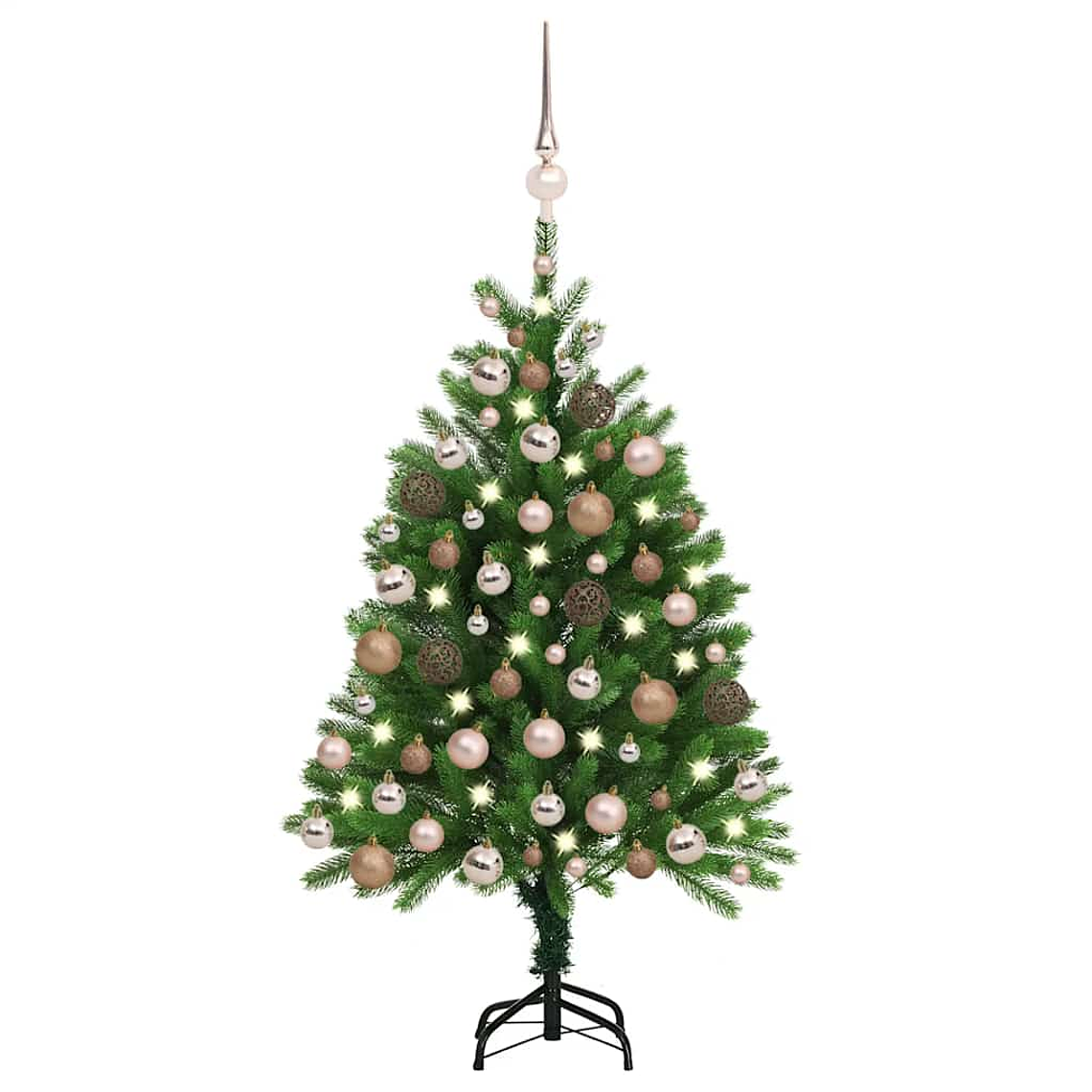 vidaXL Árvore Natal artificial pré-iluminada c/ bolas 120 cm verde 1