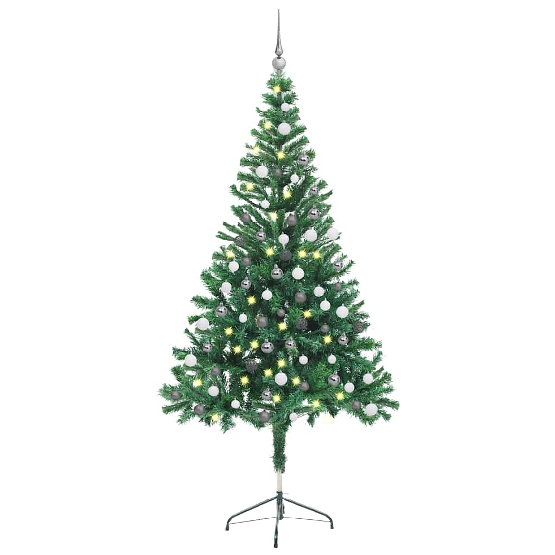 vidaXL Árvore de Natal artificial pré-iluminada + bolas 380 ramos 1