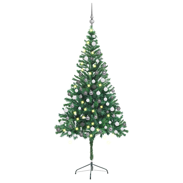 vidaXL Árvore de Natal artificial pré-iluminada + bolas 564 ramos 1
