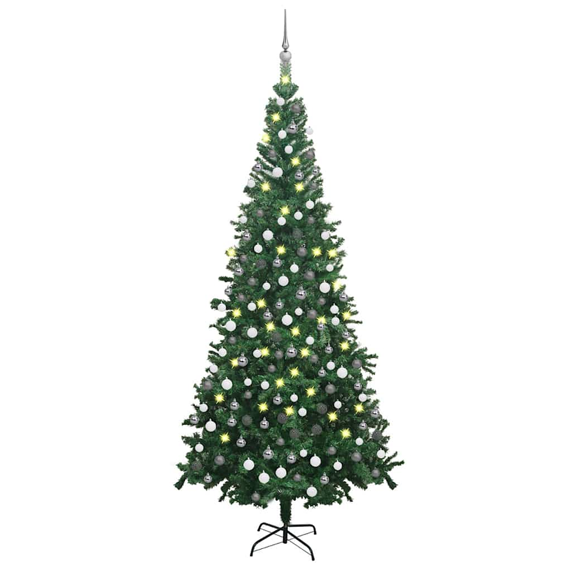 vidaXL Árvore Natal artificial pré-iluminada c/ bolas verde 1