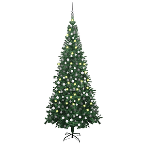 vidaXL Árvore Natal artificial pré-iluminada c/ bolas verde