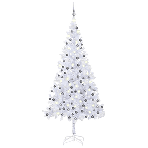 vidaXL Árvore Natal artificial pré-iluminada c/ bolas branco