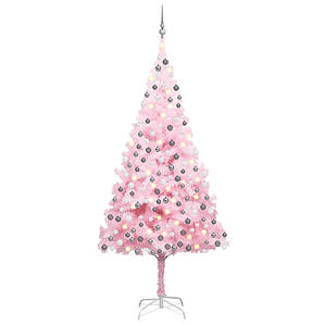 vidaXL Árvore Natal artificial pré-iluminada c/ bolas PVC rosa