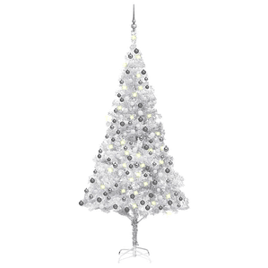 vidaXL Árvore Natal artificial pré-iluminada c/bola 210cm PET prateado