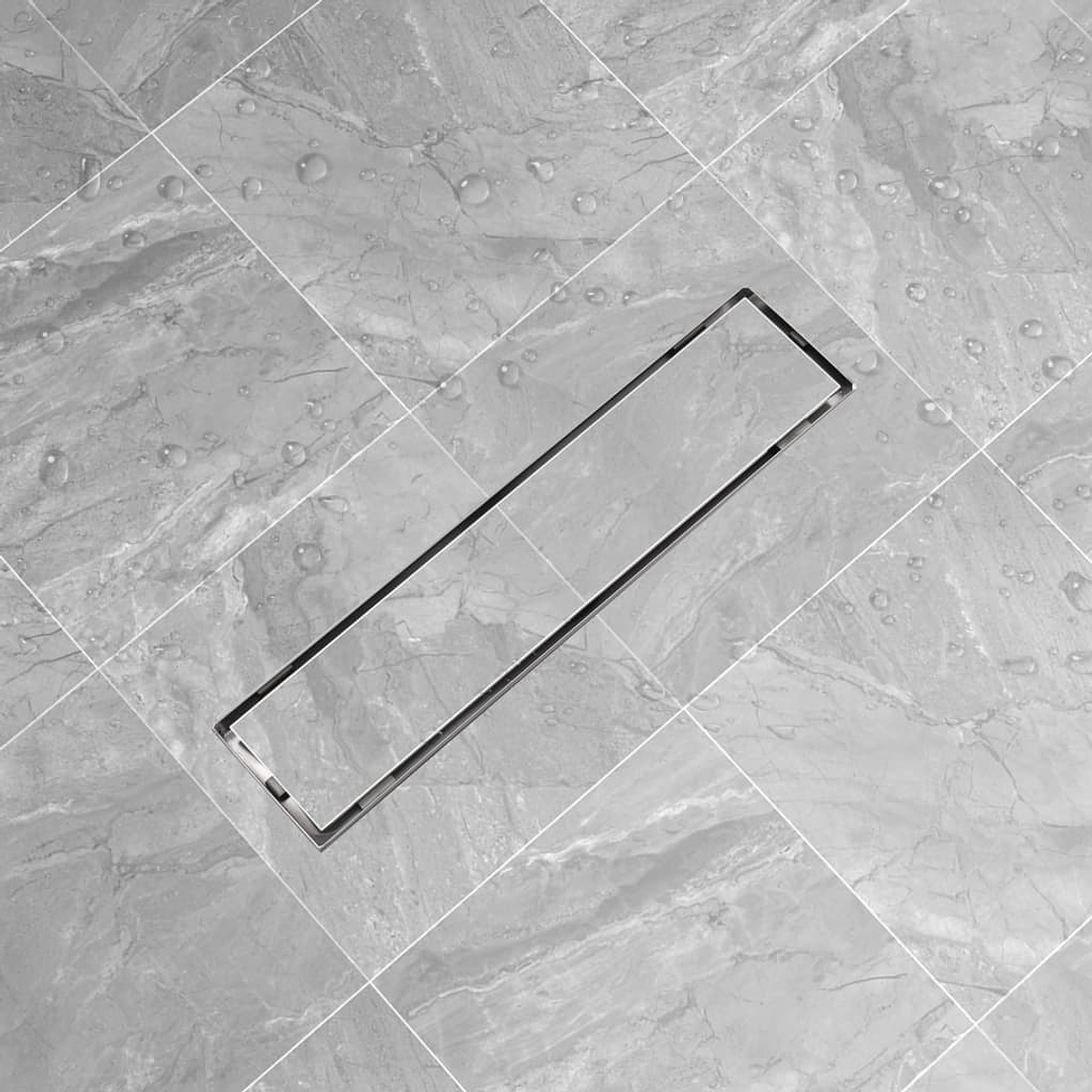 VidaXL Dreno de chuveiro linear 530x140 mm aço inoxidável 1