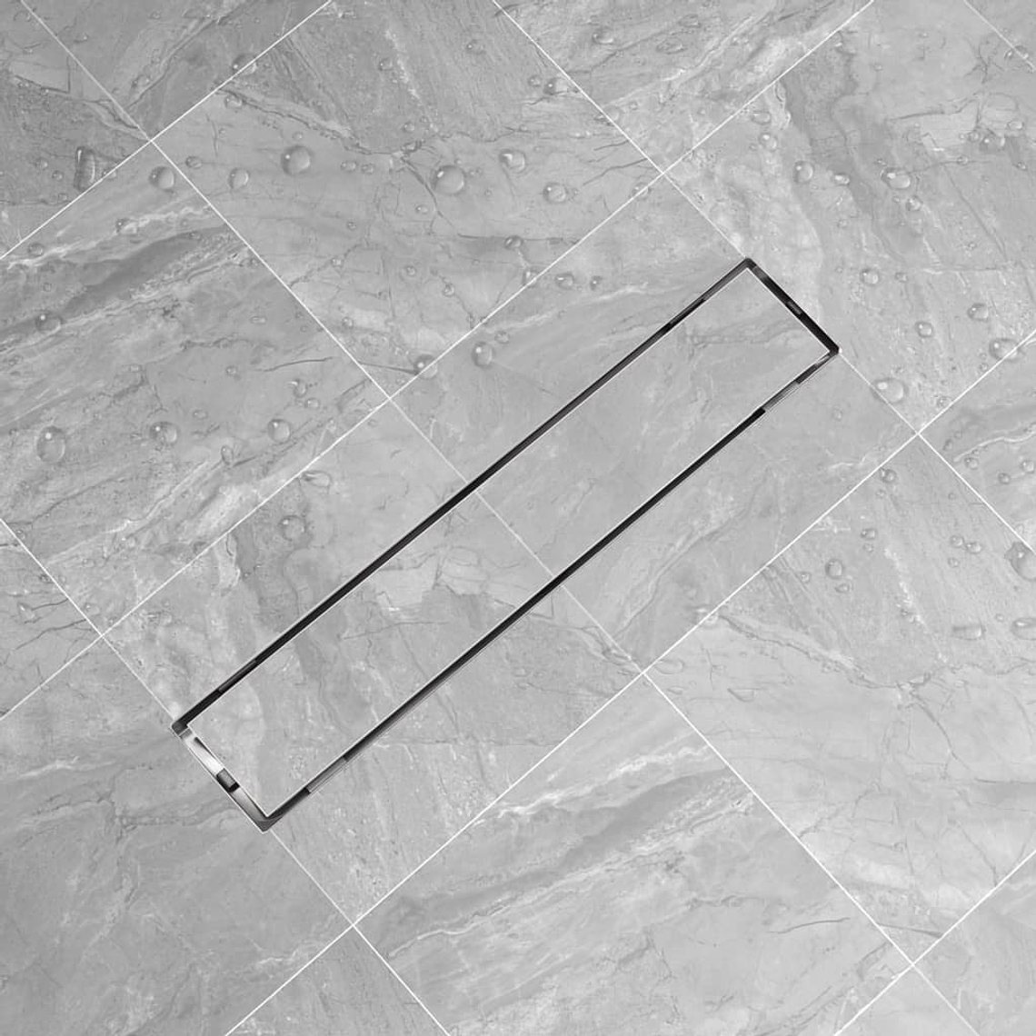 vidaXL Dreno de chuveiro linear 630x140 mm aço inoxidável 1