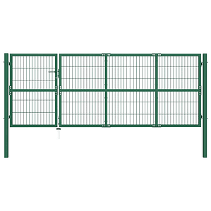 vidaXL Portão de jardim com postes 350x120 cm aço verde.
