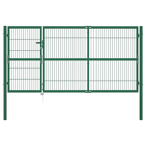 vidaXL Portão de jardim com postes 350x140 cm aço verde.