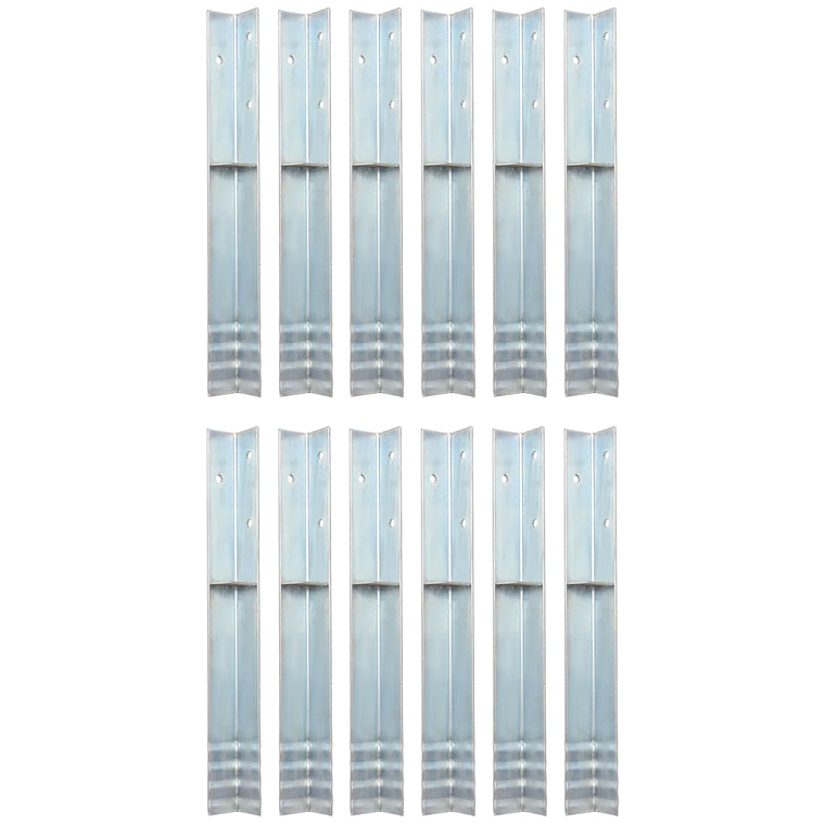 vidaXL Âncora de fixação no chão em L 12 pcs aço galvanizado 5x5x50 cm 1