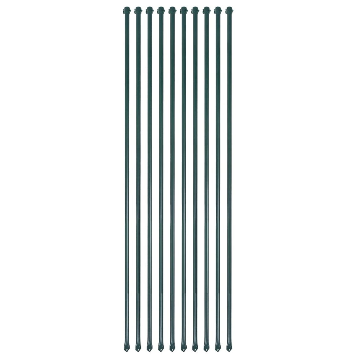 vidaXL Postes de jardim 10 pcs 1,5 m metal verde 1