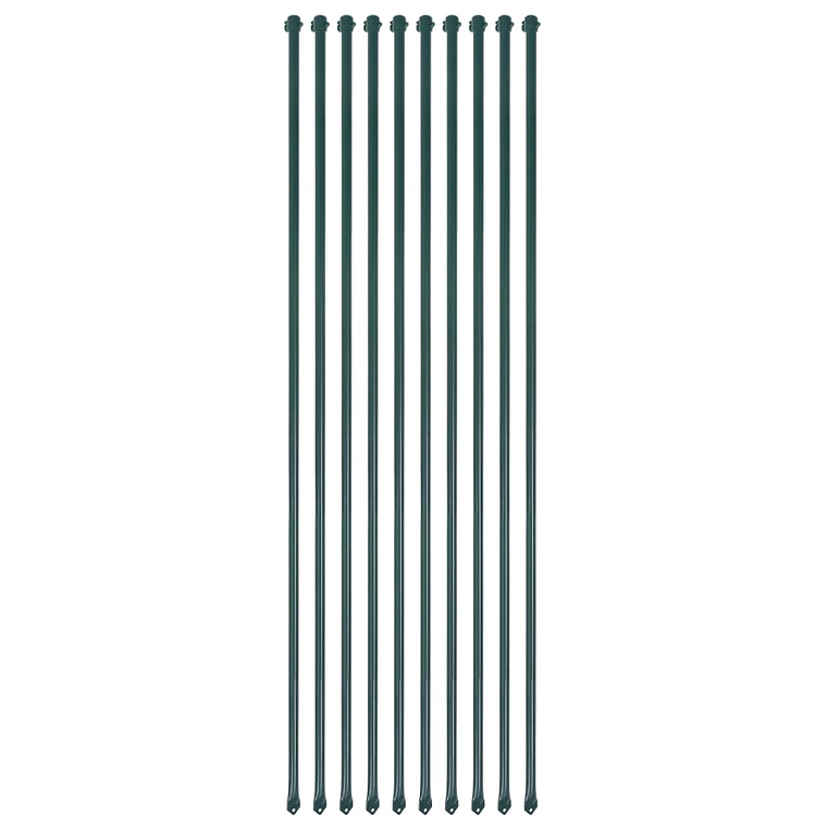 vidaXL Postes de jardim 10 pcs 1,5 m metal verde 1