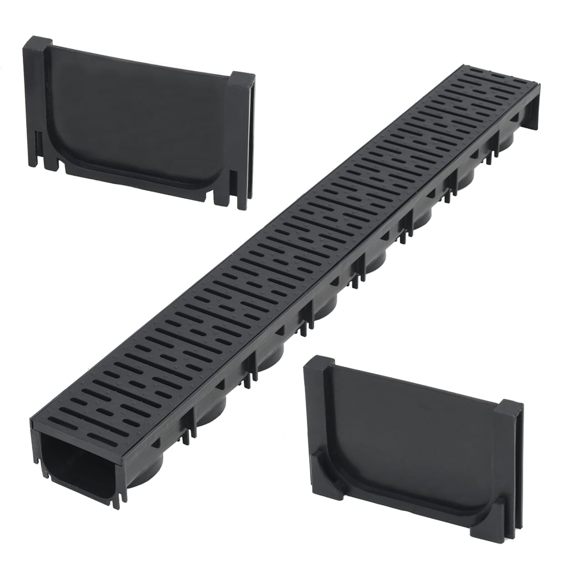 vidaXL Canal de drenagem plástico 1 m 1