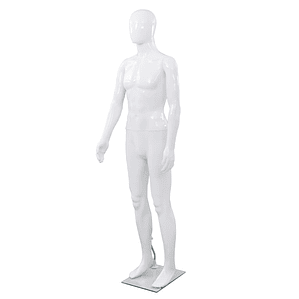 vidaXL Manequim masculino completo base vidro 185 cm branco brilhante 