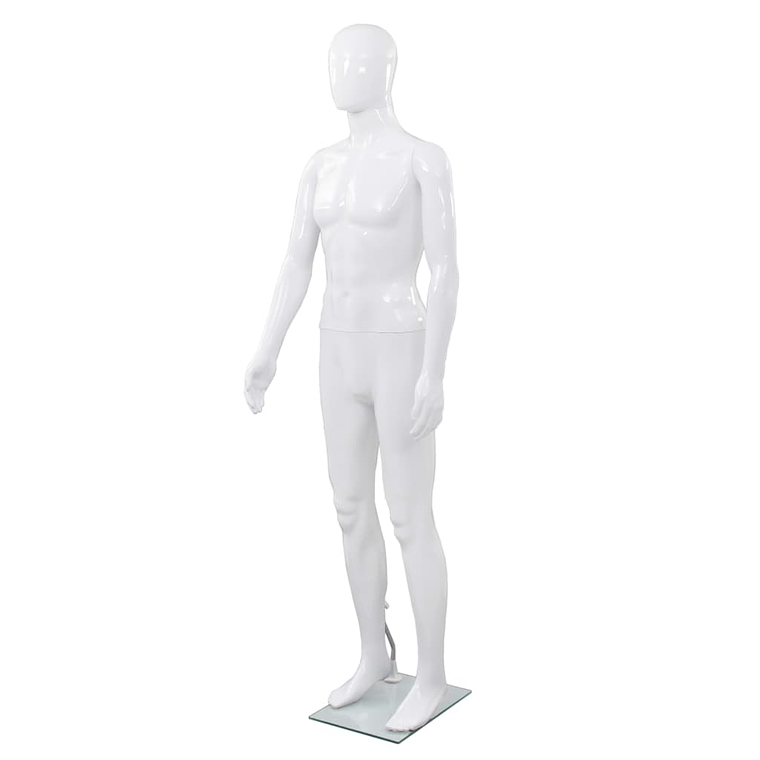 vidaXL Manequim masculino completo base vidro 185 cm branco brilhante  1