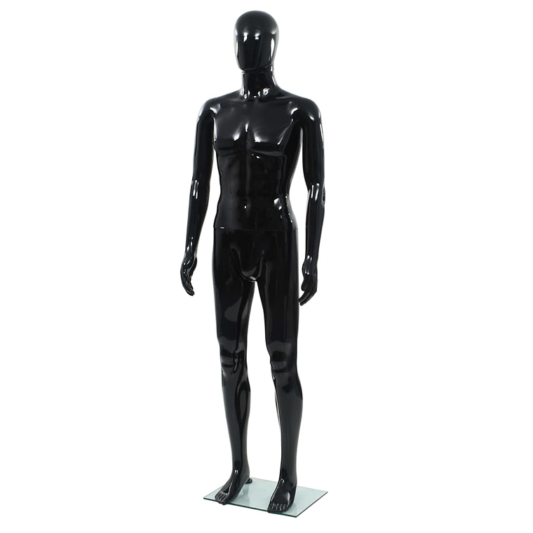 vidaXL Manequim masculino completo base vidro 185 cm preto brilhante  1