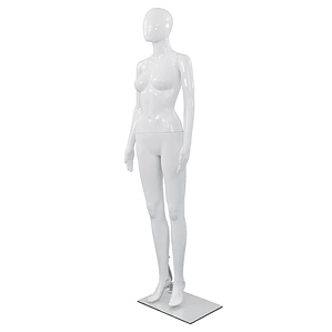 vidaXL Manequim feminino completo base em vidro 175cm branco brilhante 