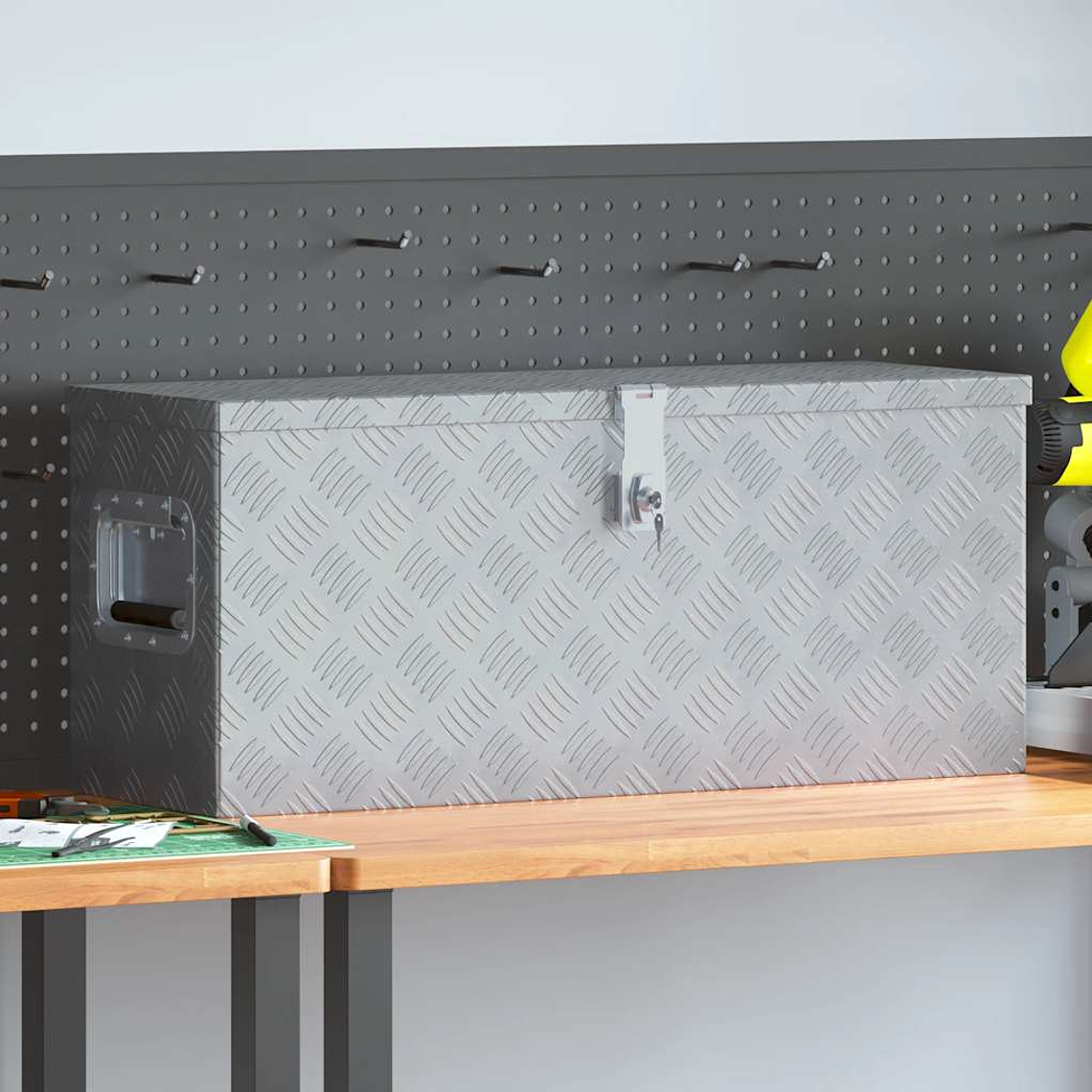 vidaXL Caixa de alumínio 76,5x26,5x33 cm prateado 1