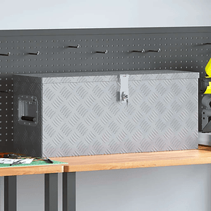 vidaXL Caixa de alumínio 76,5x26,5x33 cm prateado