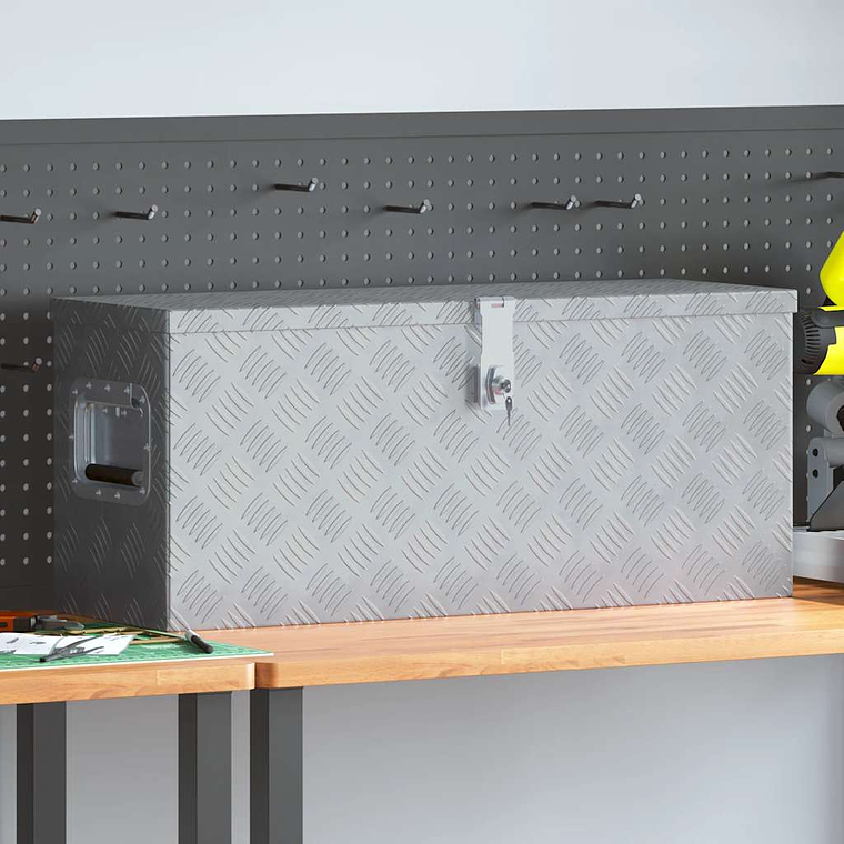 vidaXL Caixa de alumínio 76,5x26,5x33 cm prateado 1