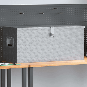 vidaXL Caixa de alumínio 90,5x35x40 cm prateado