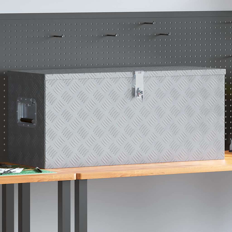 vidaXL Caixa de alumínio 90,5x35x40 cm prateado 1