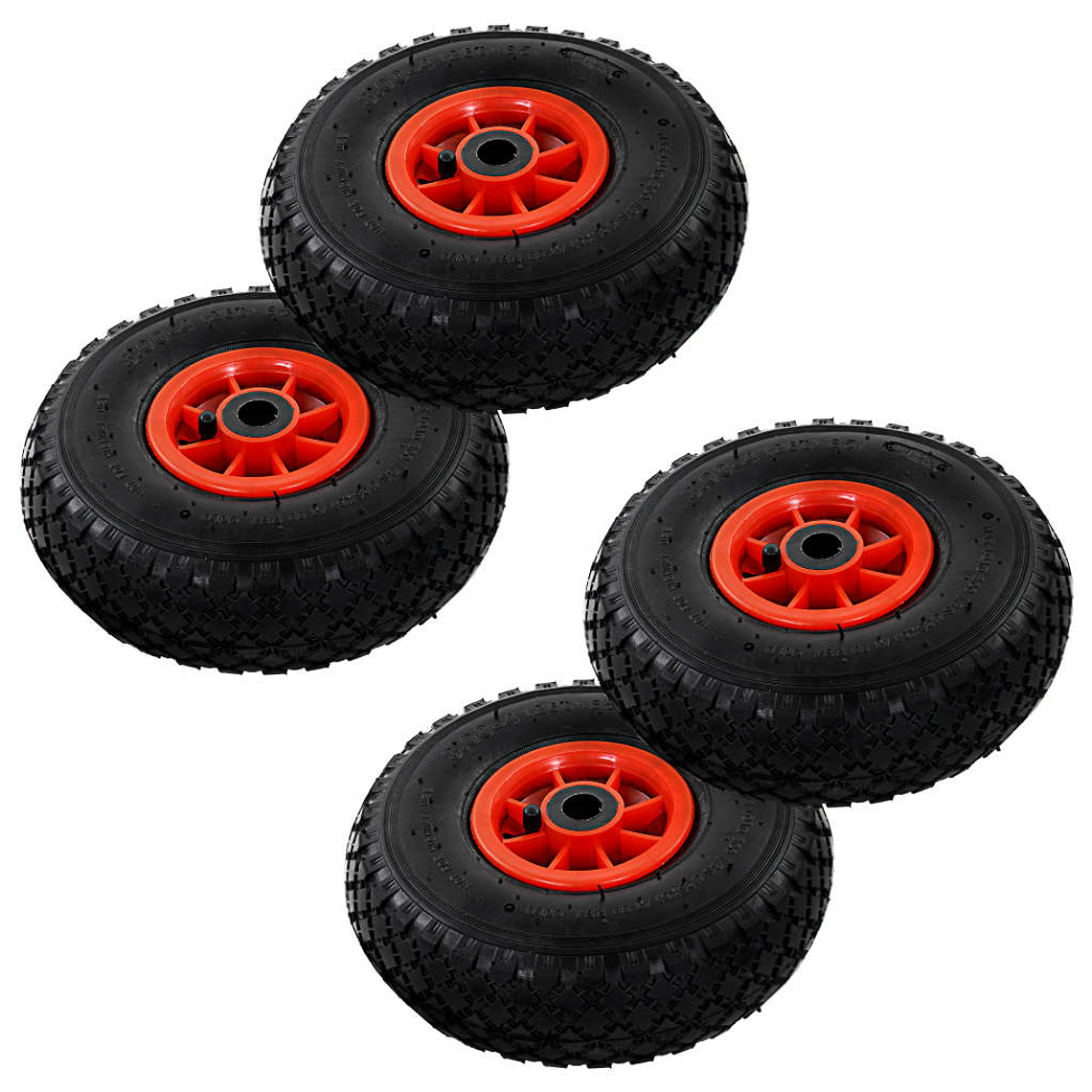 vidaXL Rodas p/ carrinho de carga manual 4 pcs borracha 3.00-4 1