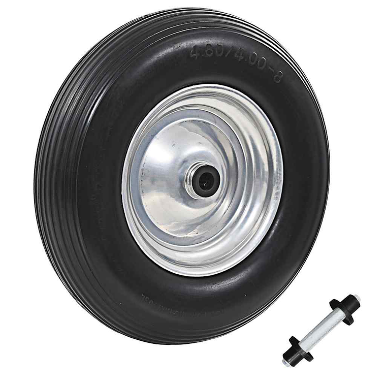 vidaXL Roda de carrinho de mão com eixo PU sólido 4.00-8 390 mm 1