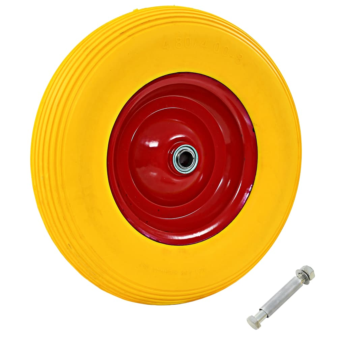 vidaXL Roda de carrinho de mão com eixo PU sólido 4.00-8 390 mm 1