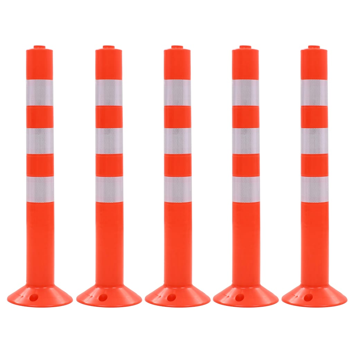 vidaXL Poste de amarração p/ controlo do trânsito 5 pcs plástico 75 cm 1
