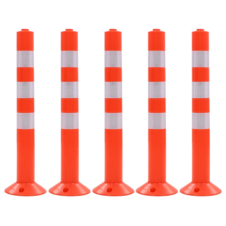 vidaXL Poste de amarração p/ controlo do trânsito 5 pcs plástico 75 cm 1