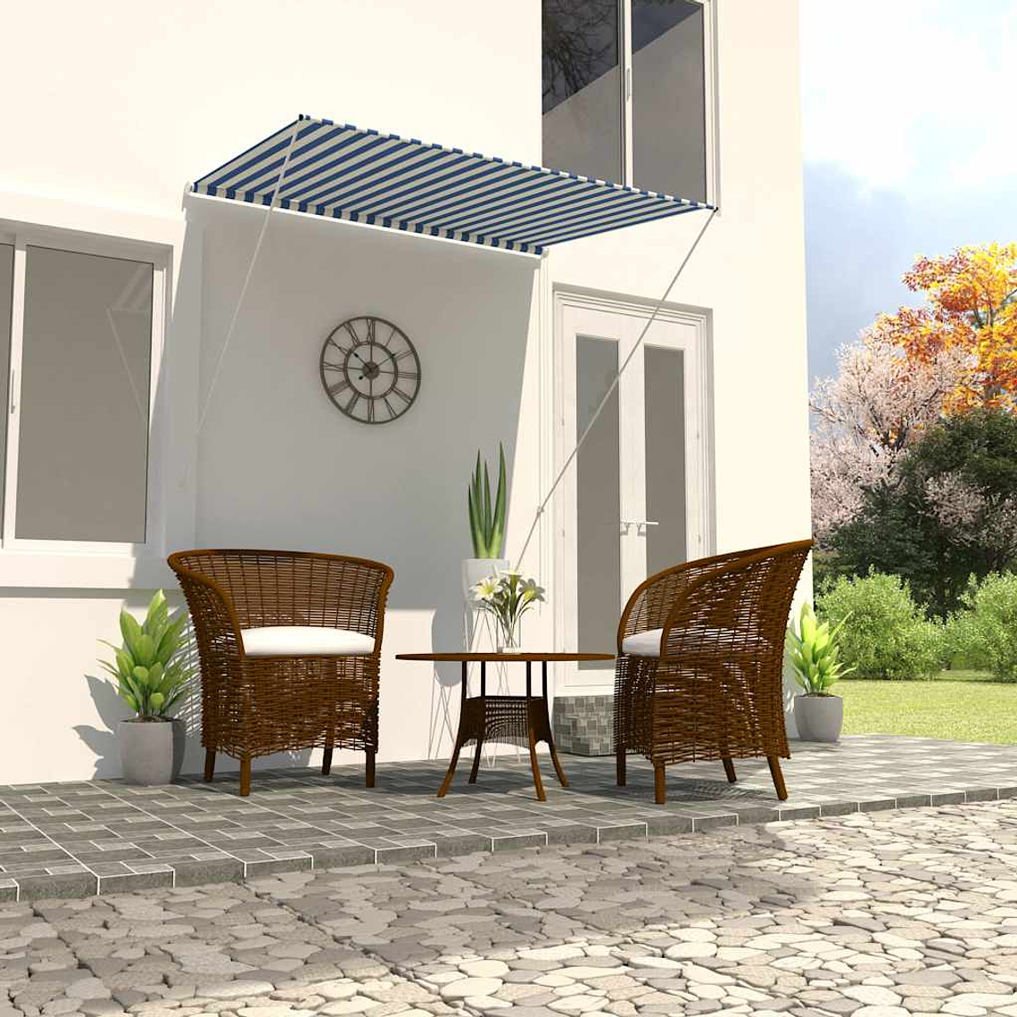 vidaXL Toldo retrátil 150x150 cm azul e branco 1