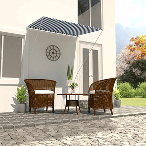 vidaXL Toldo retrátil 150x150 cm azul e branco