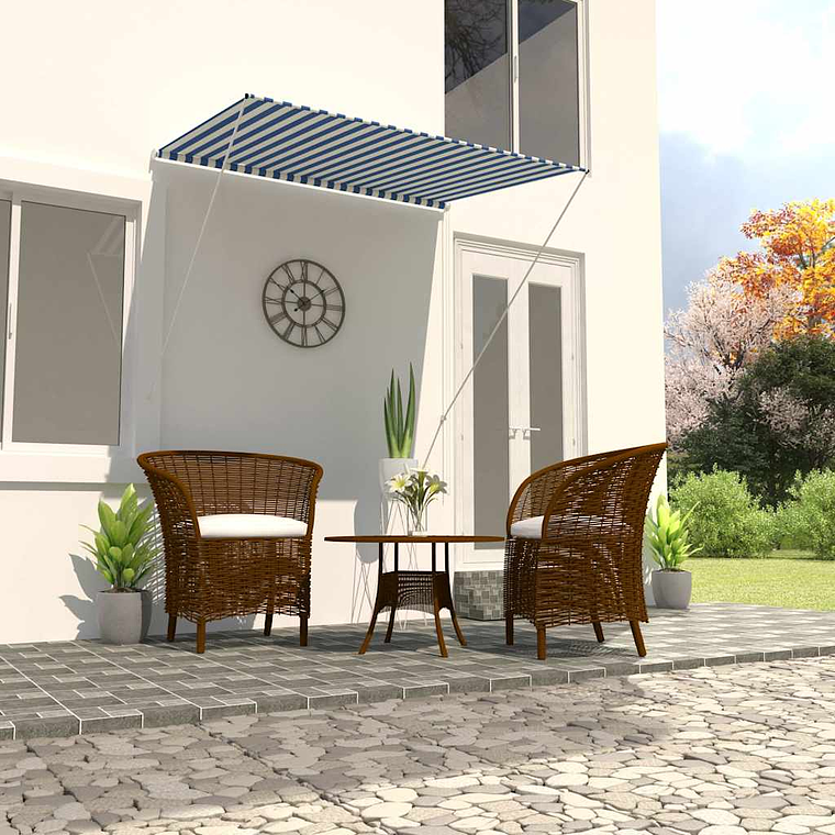 vidaXL Toldo retrátil 150x150 cm azul e branco 1