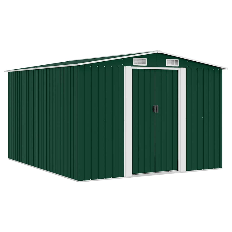 vidaXL Abrigo de jardim 257x298x178 metal verde 1