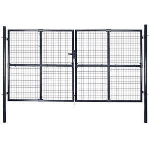 vidaXL Portão de jardim em tela de aço galvanizado 300x150 cm cinza