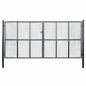 vidaXL Portão de jardim em tela de aço galvanizado 400x175 cm cinza