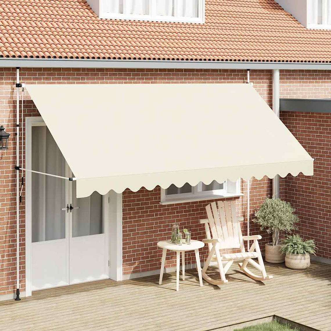 vidaXL Toldo retrátil manual 400 cm creme 1