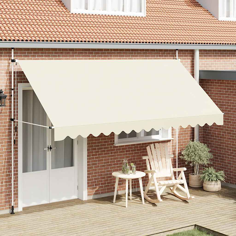 vidaXL Toldo retrátil manual 400 cm creme 1