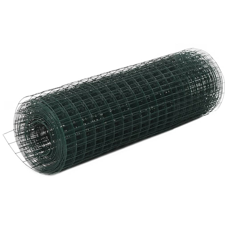 vidaXL Cerca arame galinheiro 10x0,5 m aço c/ revestimento PVC verde 1