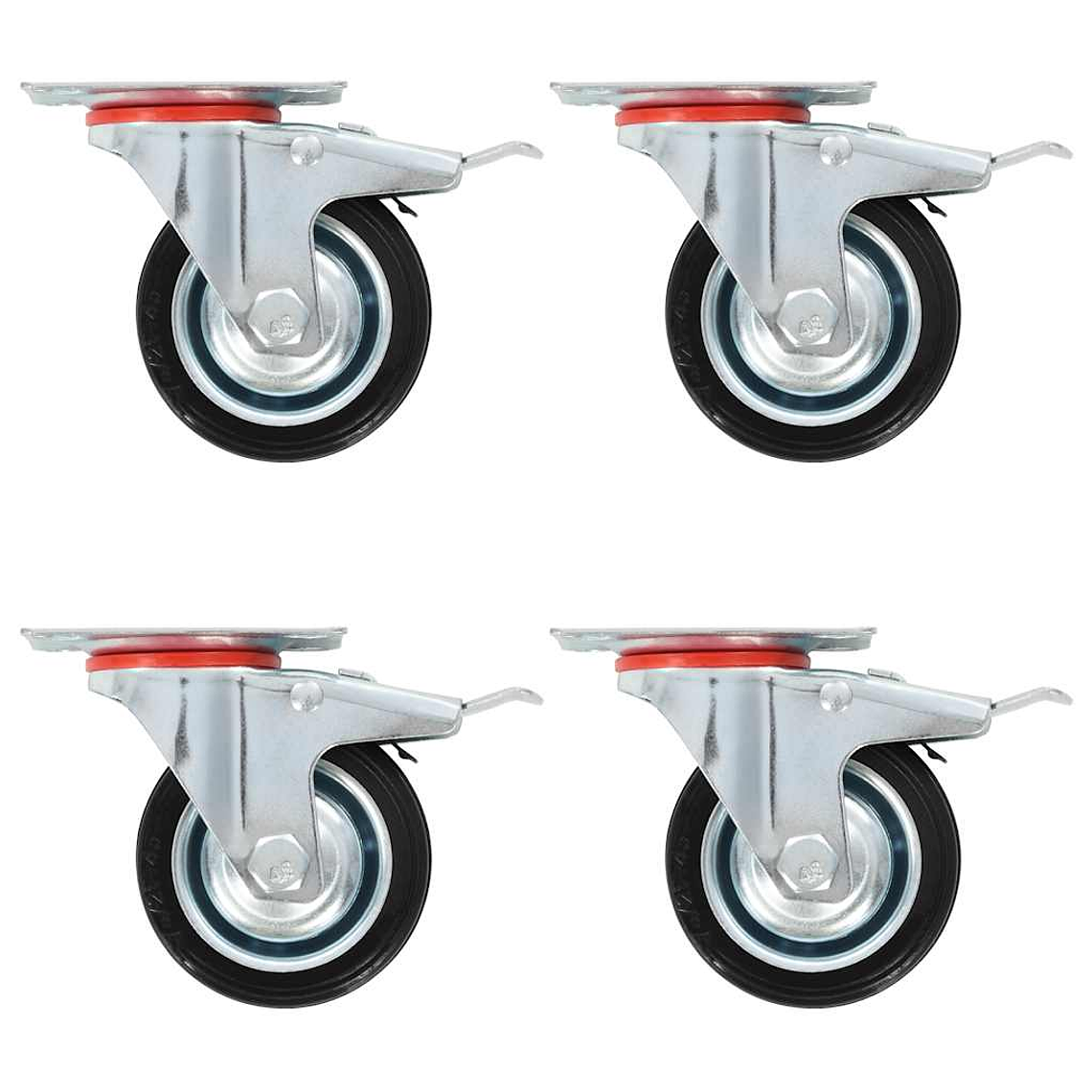 vidaXL Rodas giratórias com travões duplos 4 pcs 75 mm 1