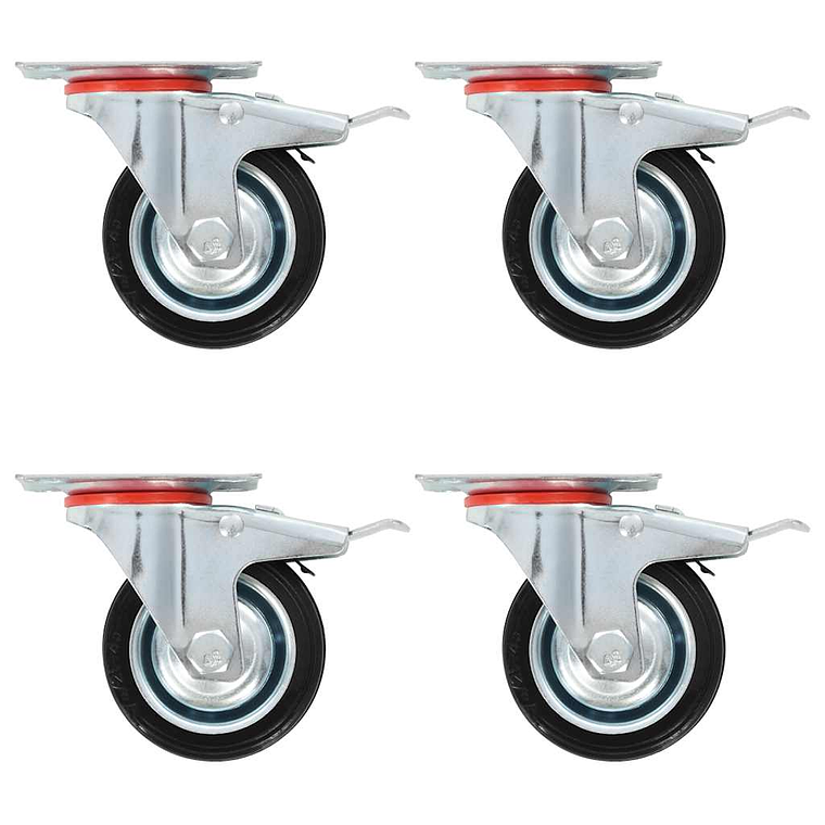vidaXL Rodas giratórias com travões duplos 4 pcs 75 mm 1