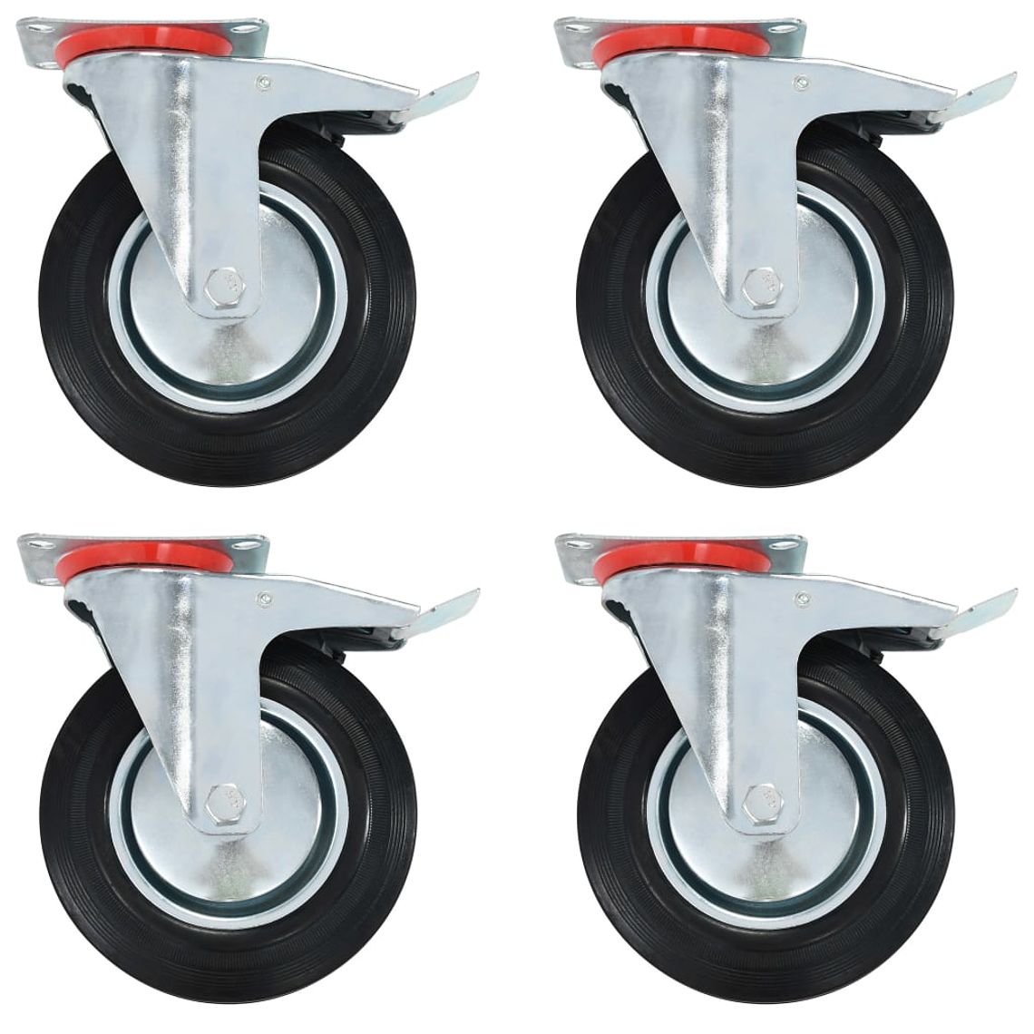vidaXL Rodas giratórias com travões duplos 4 pcs 200 mm 1