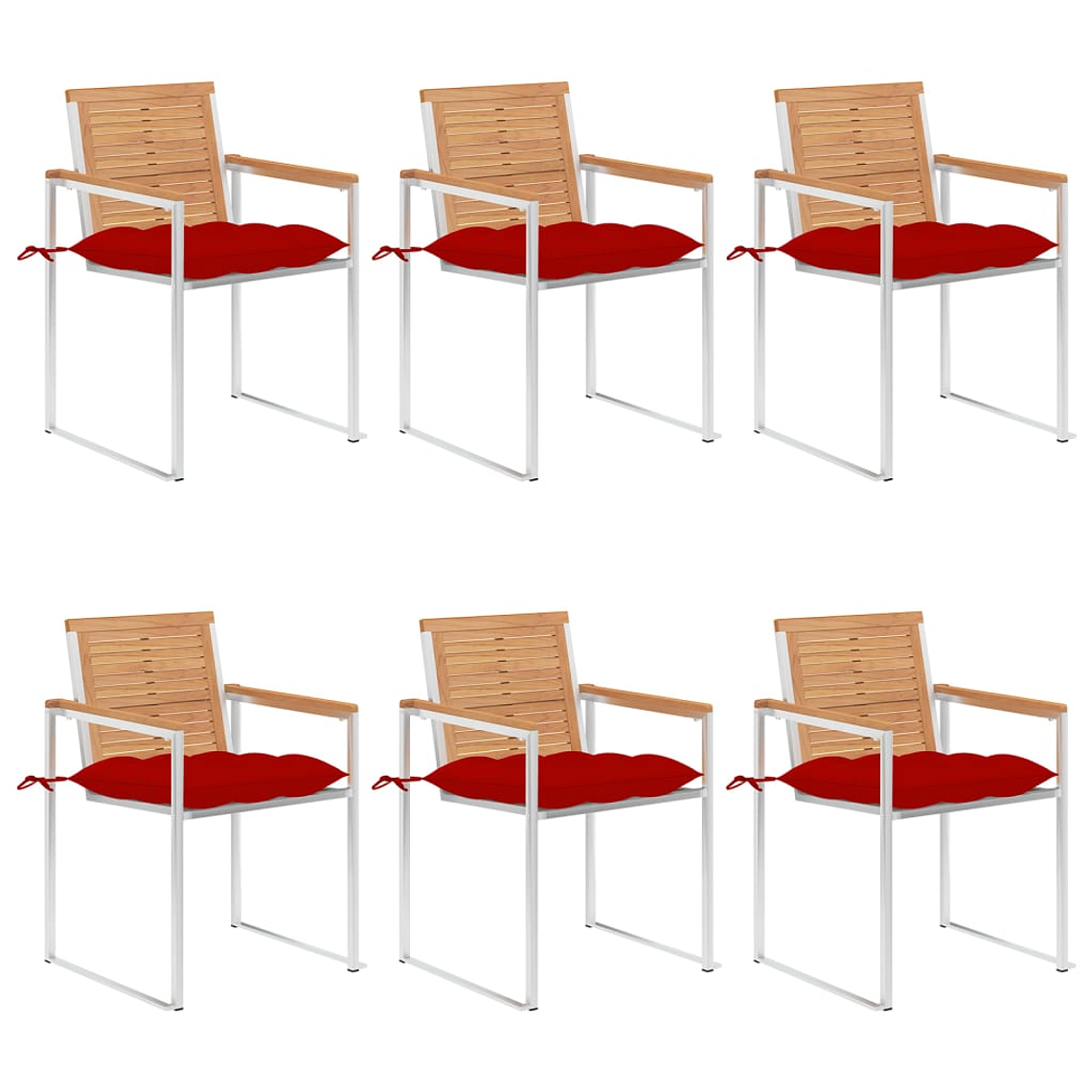 vidaXL Cadeiras de jardim 6 pcs c/ almofadões madeira de teca maciça 1