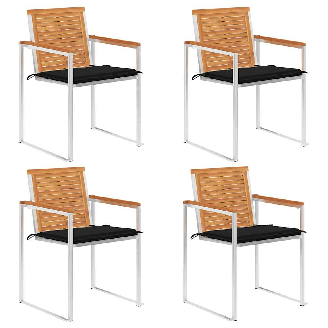 vidaXL Cadeiras de jardim c/ almofadões 4 pcs madeira de acácia maciça 1