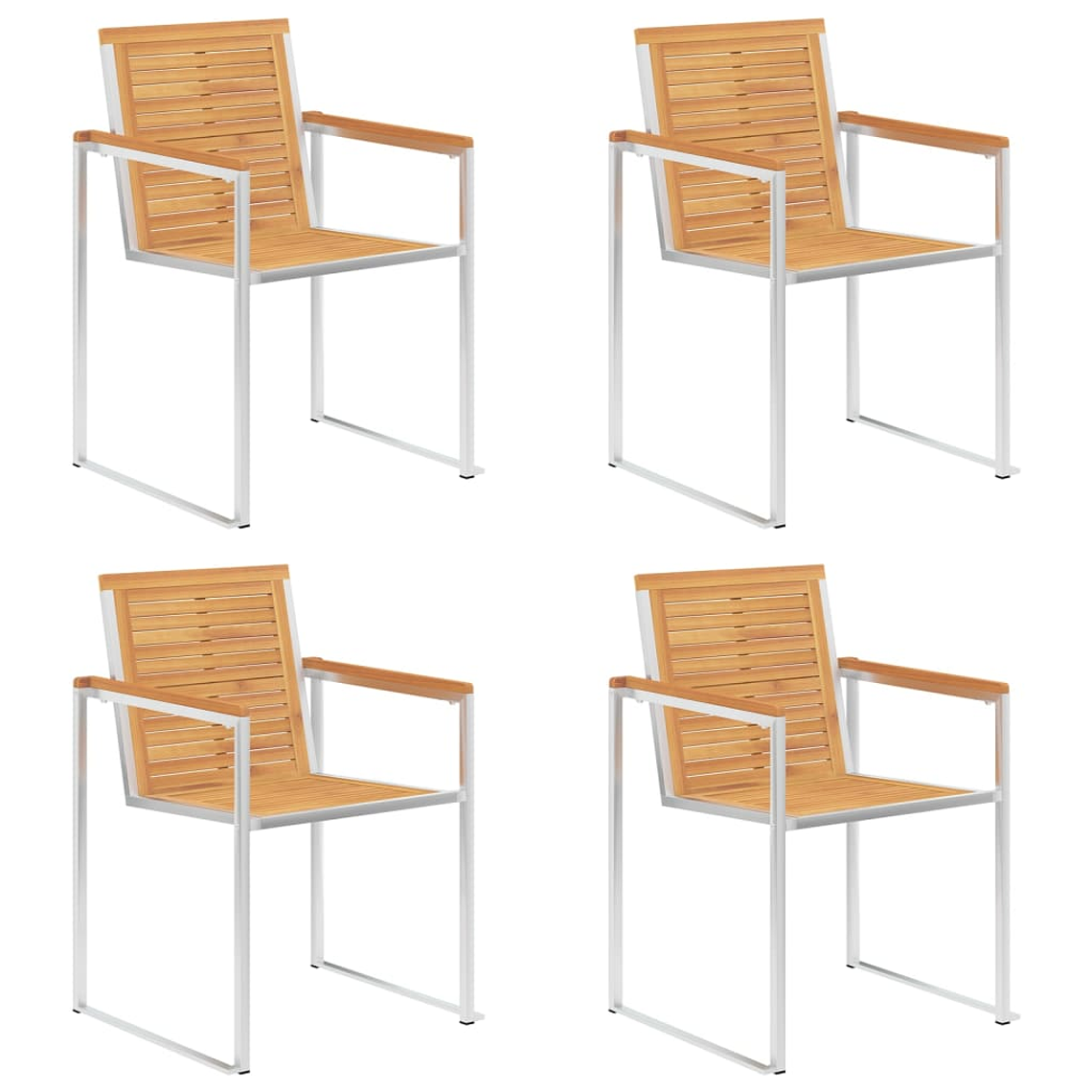 vidaXL Cadeiras de jardim 4 pcs madeira teca maciça e aço inoxidável 1