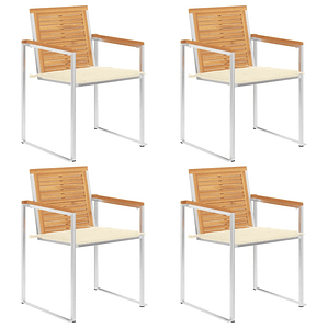 vidaXL Cadeiras de jardim c/ almofadões 4 pcs madeira de teca maciça