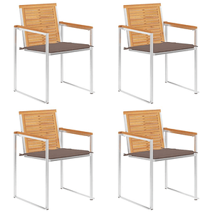 vidaXL Cadeiras de jardim c/ almofadões 4 pcs madeira de teca maciça