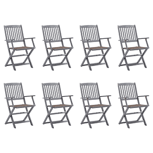 vidaXL Cadeiras de exterior dobráveis 8pcs c/ almofadões acácia maciça